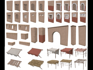 Lowpoly Ancient Desert Village Modelo 3D
