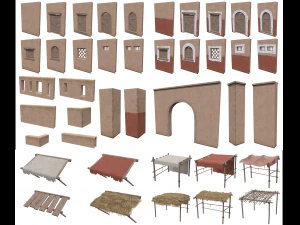 Lowpoly Ancient Desert Village 3D Model