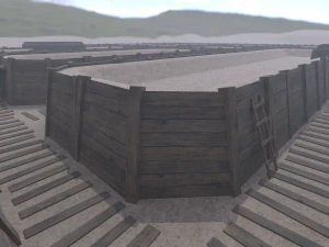 Kit di trincee di guerra modulari Lowpoly Modello 3D