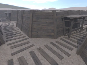 Kit di trincee di guerra modulari Lowpoly Modello 3D