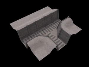 Kit di trincee di guerra modulari Lowpoly Modello 3D