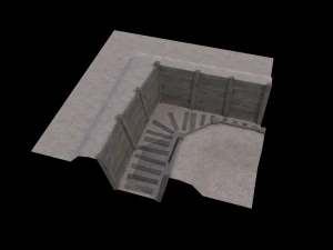 Kit di trincee di guerra modulari Lowpoly Modello 3D