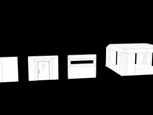 Kit di trincee di guerra modulari Lowpoly Modello 3D