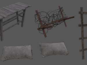 Lowpoly Modular War Trenches Kit Modelo 3D