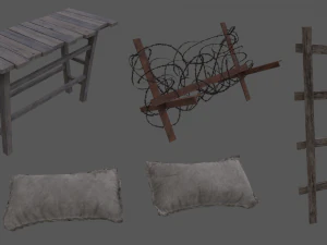 Kit di trincee di guerra modulari Lowpoly Modello 3D