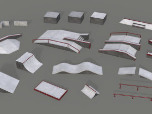 Lowpoly Skatepark Modules 3D Model