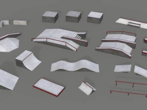 Lowpoly Skatepark-Module 3D Modell