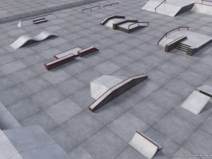Lowpoly Skatepark Modules 3D Model