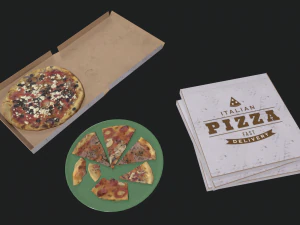 Lowpoly Pizza Pack 3D Model