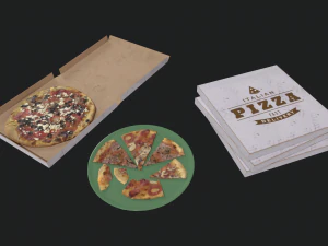 Lowpoly Pizza Pack 3D Model
