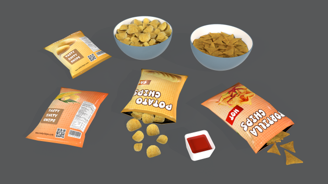 LowpolyChipsPack 3D Model .c4d .max .obj .3ds .fbx .stl .blend 
