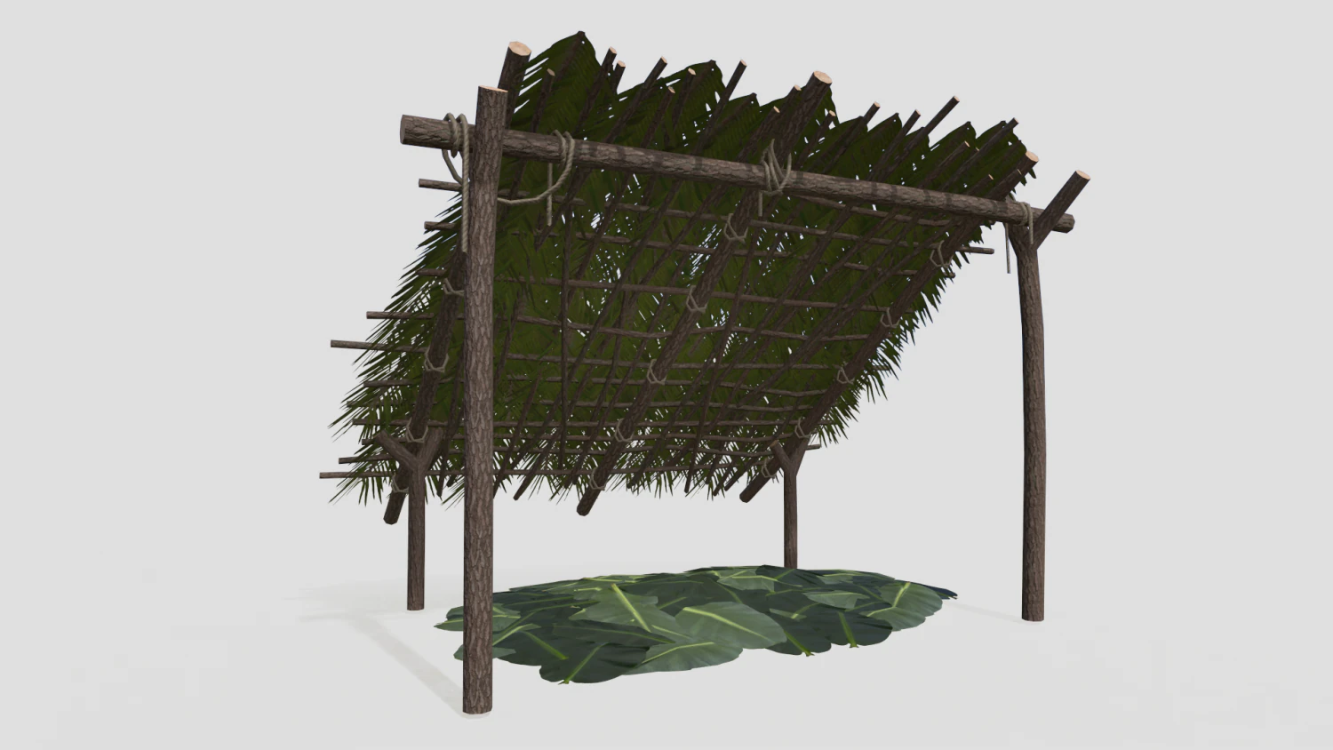 Lowpoly Castaway Shelter 3D Model .c4d .max .obj .3ds .fbx .stl .blend 