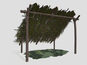 Lowpoly Castaway Shelter 3D Model
