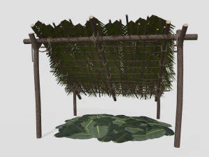 Lowpoly Castaway Shelter 3D Model