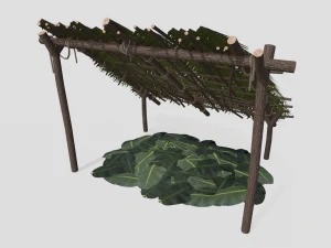 Lowpoly Castaway Shelter 3D Model
