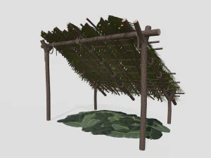 Lowpoly Castaway Shelter 3D Model