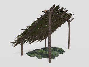 Lowpoly Castaway Shelter 3D Model