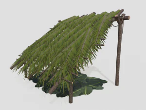 Lowpoly Castaway Shelter 3D Model