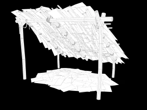 Lowpoly Castaway Shelter 3D Model