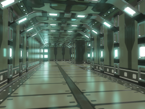 Lowpoly Scifi Modular Corridor V2 3D Model