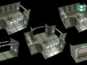 Lowpoly Scifi Modular Corridor V2 3D Model