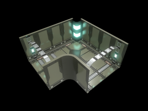 Lowpoly Scifi Modular Corridor V2 3D Model