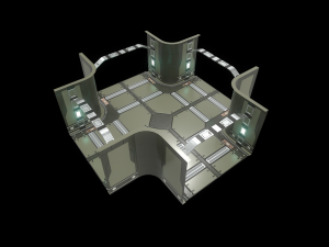 Lowpoly Scifi Modular Corridor V2 3D Model