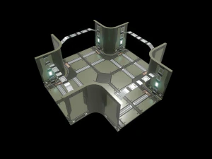 Lowpoly Scifi Modular Corridor V2 3D Model