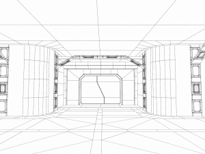 Lowpoly Scifi Modular Corridor V2 3D Model