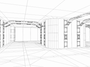 Lowpoly Scifi Modular Corridor V2 3D Model