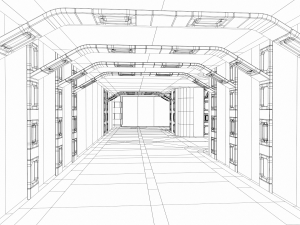 Lowpoly Scifi Modular Corridor V2 3D Model