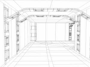 Lowpoly Scifi Modular Corridor V2 3D Model