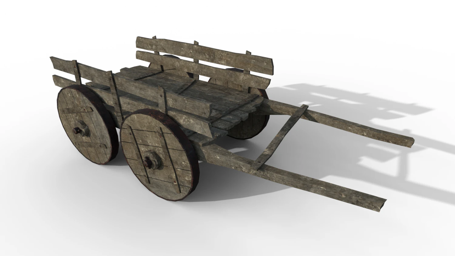 LowPoly Wooden Cart 3D Model .c4d .max .obj .3ds .fbx .stl .blend 