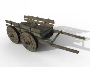 LowPoly Wooden Cart 3D Model