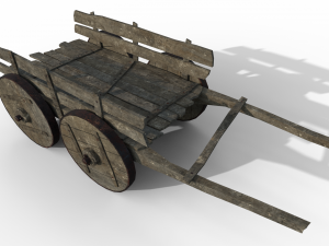 LowPoly Wooden Cart Modelo 3D