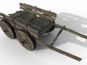 LowPoly Wooden Cart 3D Model