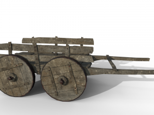 LowPoly Wooden Cart Modelo 3D