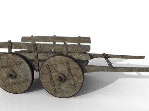 LowPoly Wooden Cart 3D Model