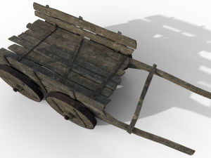 LowPoly Wooden Cart Modelo 3D