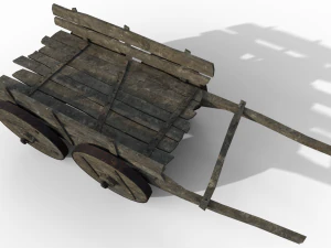 LowPoly Wooden Cart 3D Model