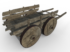 LowPoly Wooden Cart Modelo 3D