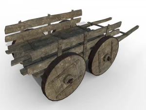 LowPoly Wooden Cart 3D Model