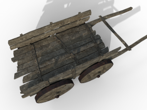 LowPoly Wooden Cart Modelo 3D