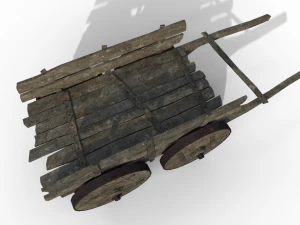 LowPoly Wooden Cart 3D Model