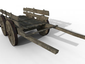 LowPoly Wooden Cart Modelo 3D