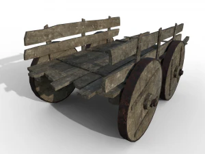 LowPoly Wooden Cart 3D Model