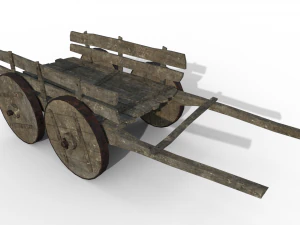 LowPoly Wooden Cart 3D Model