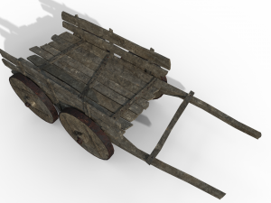LowPoly Wooden Cart Modelo 3D