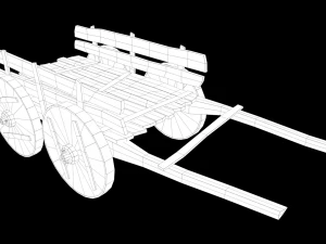 LowPoly Wooden Cart 3D Model