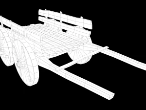 LowPoly Wooden Cart 3D Model